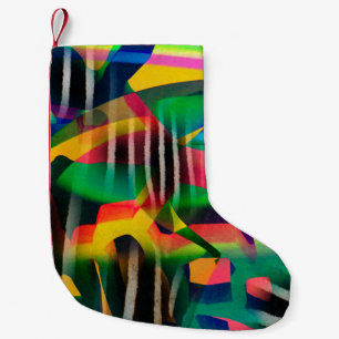 vibrant colour mixed digital pattern design made w small christmas stocking