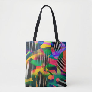 vibrant colour mixed digital pattern design made w tote bag