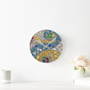 Vibrant Colour Mosaic Artistic  Round Clock