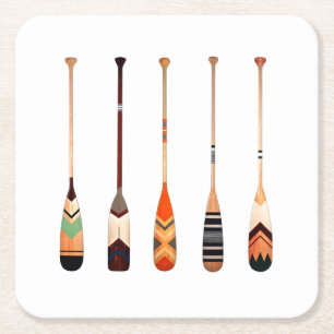 Vibrant colour oars design patterns square paper coaster