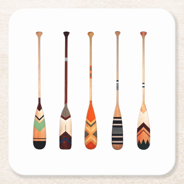 Vibrant colour oars design patterns square paper coaster (Front)