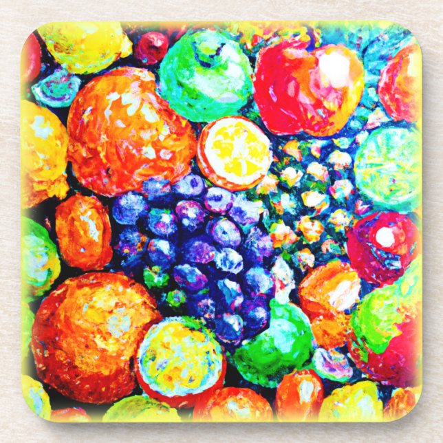 Vibrant Colour of Fruits. Buy Now Coaster (Front)