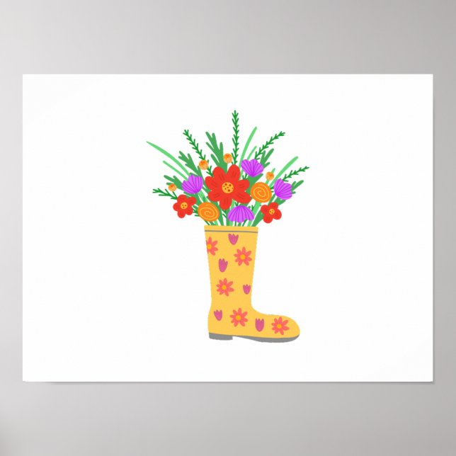 Vibrant colour Plants in Boots Poster (Front)
