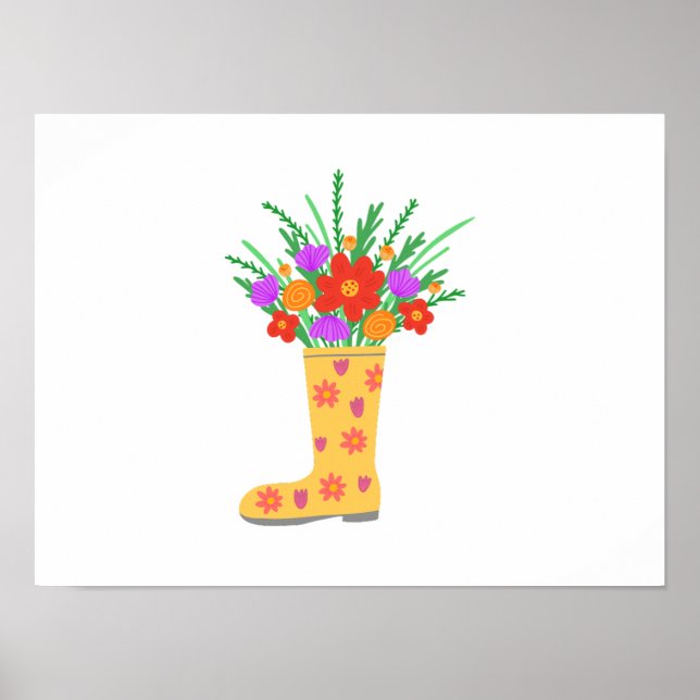 Vibrant colour Plants in Boots Poster (Front)