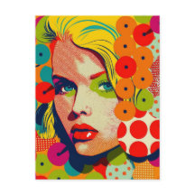 Vibrant Colour Pop Art Female Portrait Retro