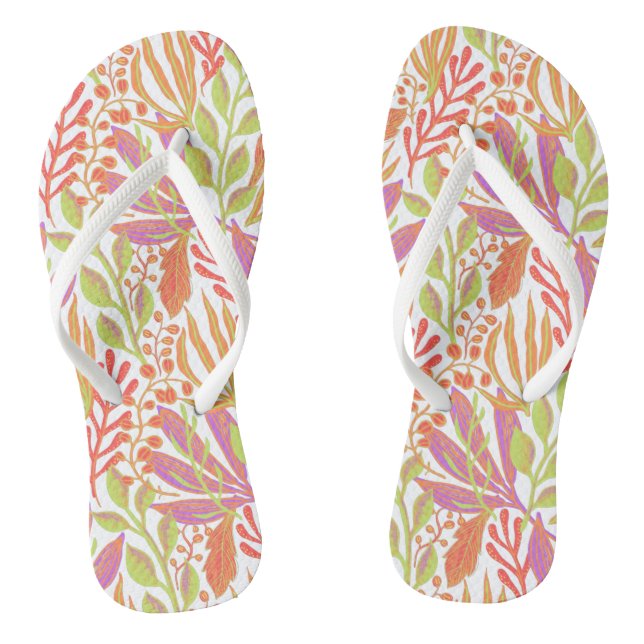 Vibrant colour print orange lime thongs (Footbed)
