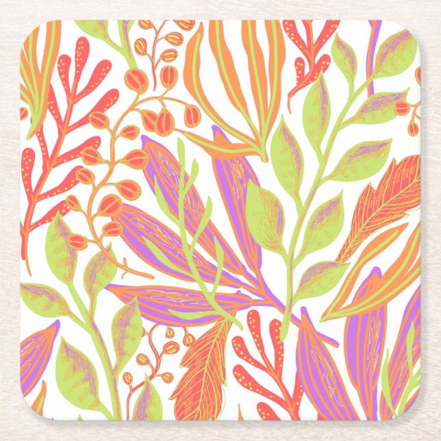 Vibrant colour print square paper coaster (Front)