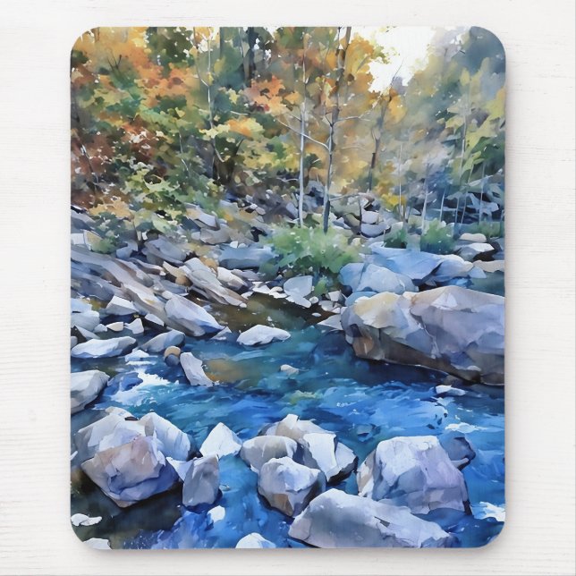 Vibrant colour scenic rocky stream Mousepad (Front)