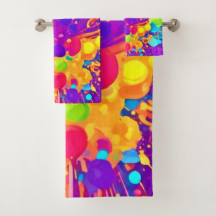 Vibrant Colour Spatter Bath Towel Set
