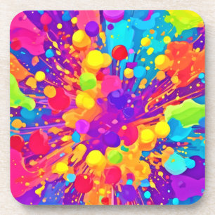 Vibrant Colour Spatter Coaster