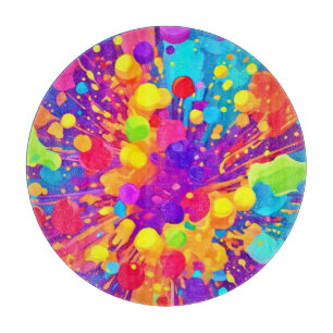 Vibrant Colour Spatter Cutting Board