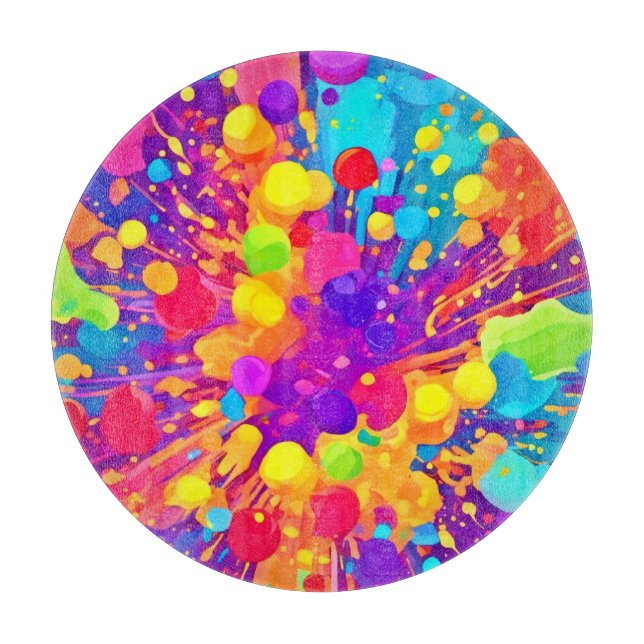 Vibrant Colour Spatter Cutting Board (Front)