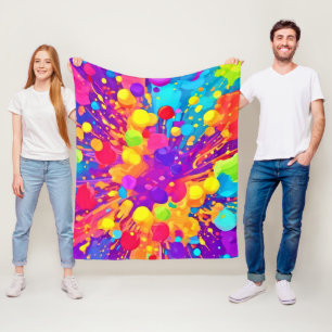 Vibrant Colour Spatter Fleece Blanket