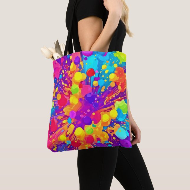 Vibrant Colour Spatter Tote Bag (Close Up)