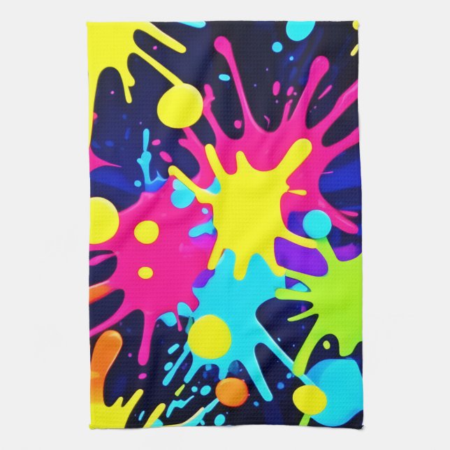 Vibrant Colour Splash Tea Towel (Vertical)