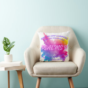 Vibrant Colour splashes Psalm 91 Cushion