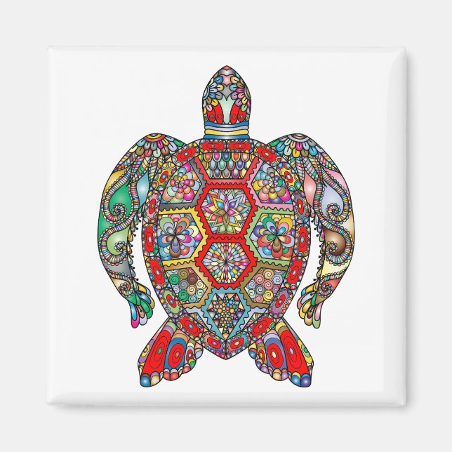 Vibrant colour turtle magnet (Front)