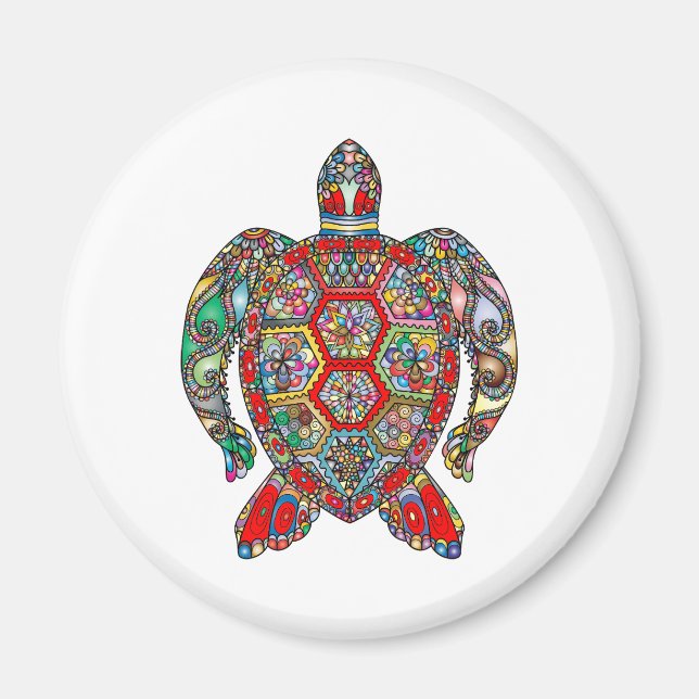 Vibrant colour turtle magnet (Front)