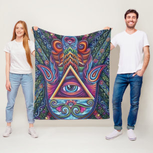Vibrant Coloured All-Seeing Eye Fleece Blanket
