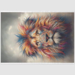 Vibrant Coloured Lion Head Decoupage Tissue Paper