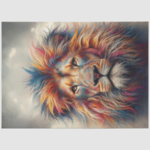 Vibrant Coloured Lion Head Decoupage Tissue Paper