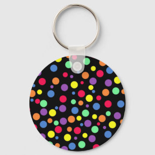 Vibrant Coloured Polka Dots Key Ring