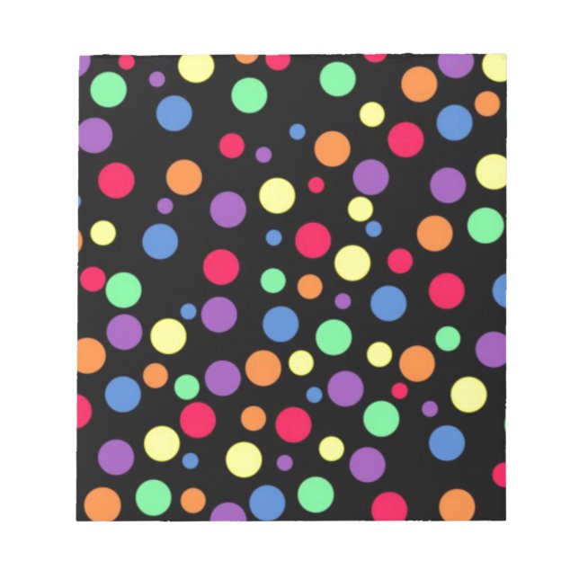Vibrant Coloured Polka Dots Notepad (Front)