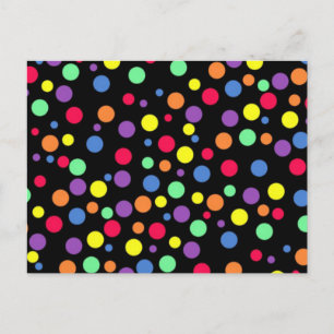 Vibrant Coloured Polka Dots Postcard