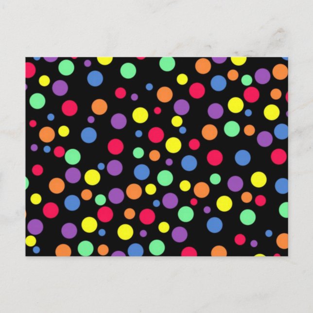 Vibrant Coloured Polka Dots Postcard (Front)