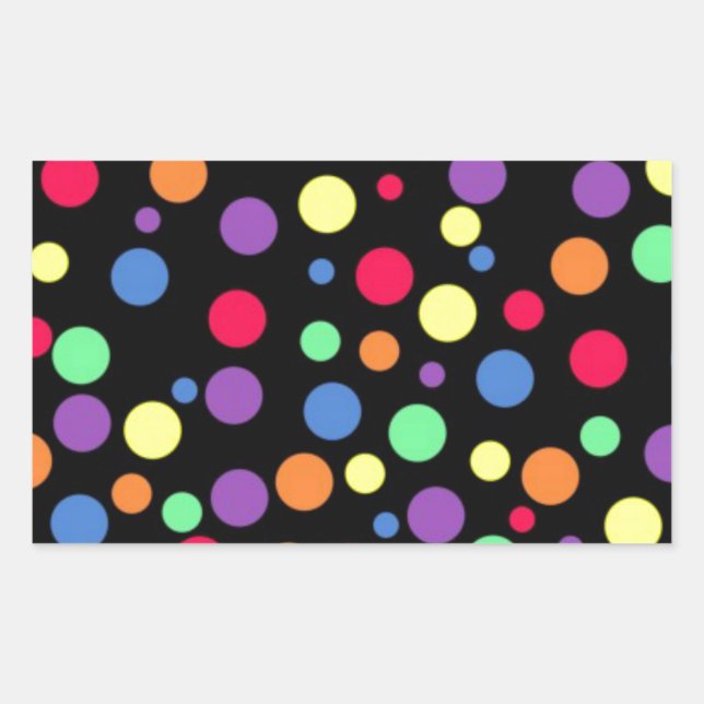 Vibrant Coloured Polka Dots Rectangular Sticker (Front)