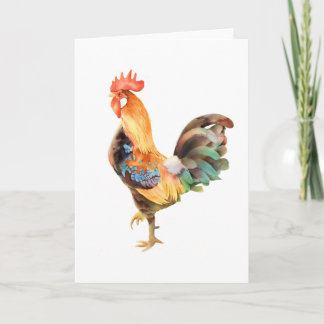 Vibrant coloured Rooster Card