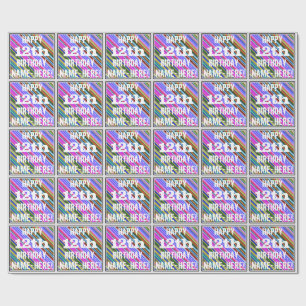 Vibrant, Colourful 12th Birthday + Custom Name Wrapping Paper