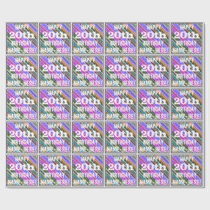 Vibrant, Colourful 20th Birthday + Custom Name Wrapping Paper