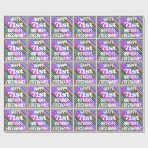 Vibrant, Colourful 71st Birthday + Custom Name Wrapping Paper