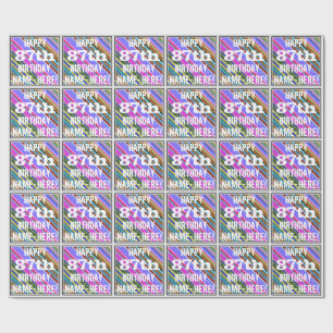 Vibrant, Colourful 87th Birthday + Custom Name Wrapping Paper
