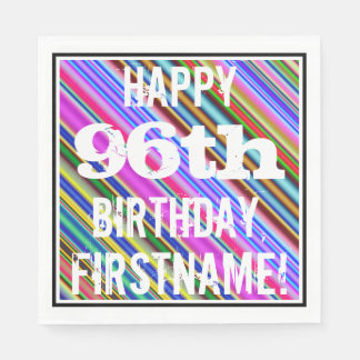 Vibrant, Colourful 96th Birthday + Custom Name Napkin