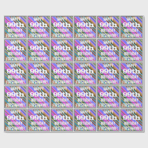 Vibrant, Colourful 99th Birthday + Custom Name Wrapping Paper