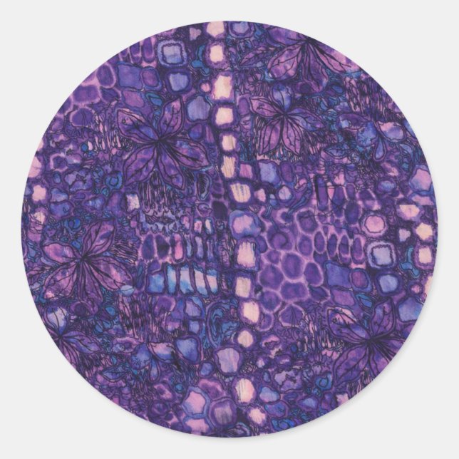 Vibrant Colourful Abstract Floral Pattern Classic Round Sticker (Front)