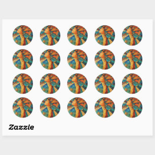 Vibrant Colourful Abstract Mosaic Woman Classic Round Sticker