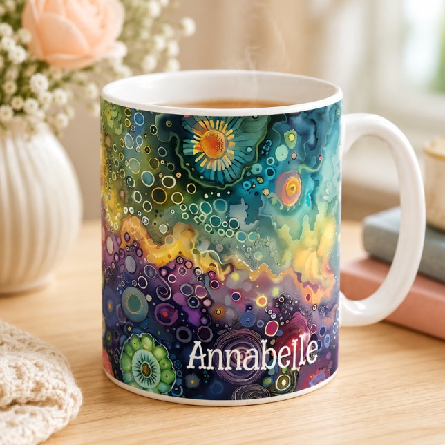 Vibrant Colourful Abstract Name Art Bold Pattern Coffee Mug (Creator Uploaded)