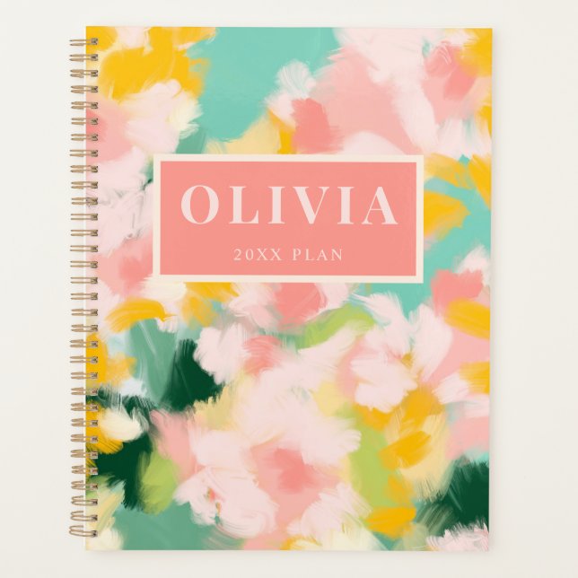 Vibrant colourful abstract painterly design planner (Front)