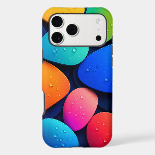Vibrant Colourful Abstract Pebbles with Water Drop