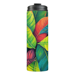 Vibrant Colourful Banana Foliage Pattern Thermal Tumbler