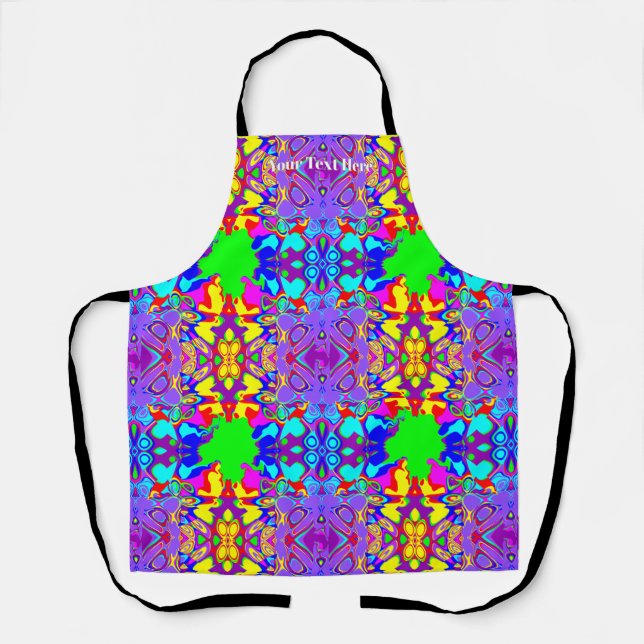 Vibrant Colourful Boho Abstract Pattern Apron (Front)