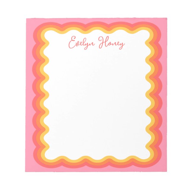 Vibrant Colourful Bold Colours Wavy Zigzag Border Notepad (Front)