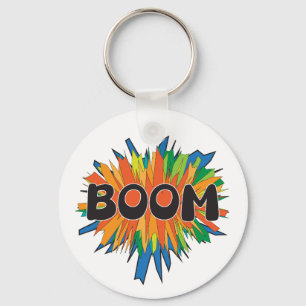 Vibrant Colourful BOOM Comic Pop Art Keychain