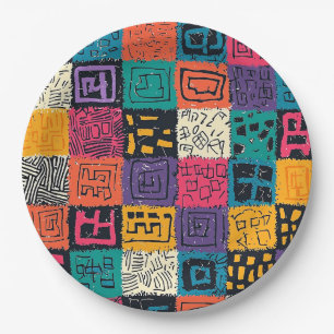 Vibrant Colourful Box Pattern (1) Paper Plate