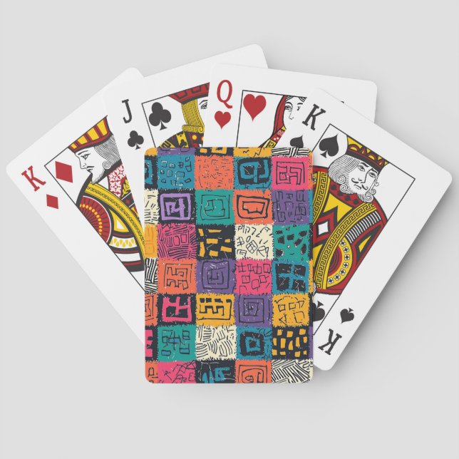 Vibrant Colourful Box Pattern (1) Playing Cards (Back)