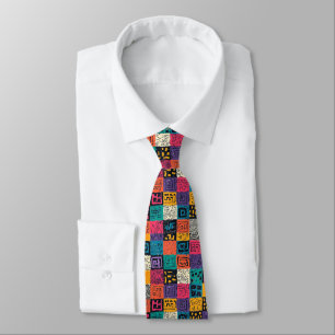 Vibrant Colourful Box Pattern (1) Tie