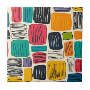 Vibrant Colourful Box Pattern (2) Ceramic Tile